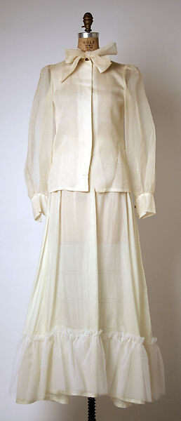 Evening dress, Adolfo (American, born Cuba, Cárdenas 1923–2021 New York), (a, b) silk; (c) cotton, nylon, American