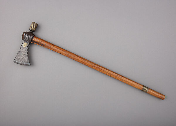 Presentation Tomahawk, Steel, copper alloy, silver, wood, French or North American 