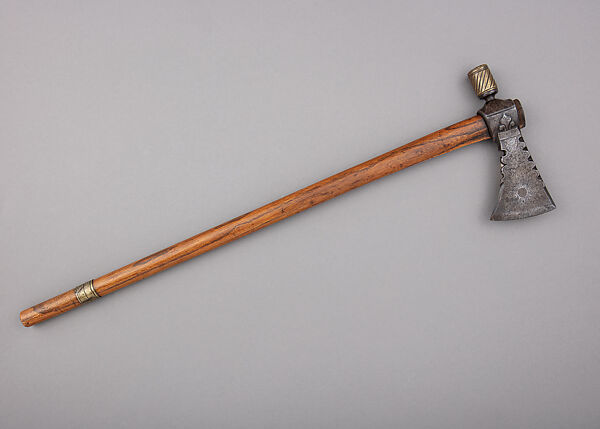 Presentation Tomahawk, Steel, copper alloy, silver, wood, French or North American