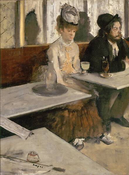 In a Café (The Absinthe Drinker), Edgar Degas  French, Oil on canvas, French
