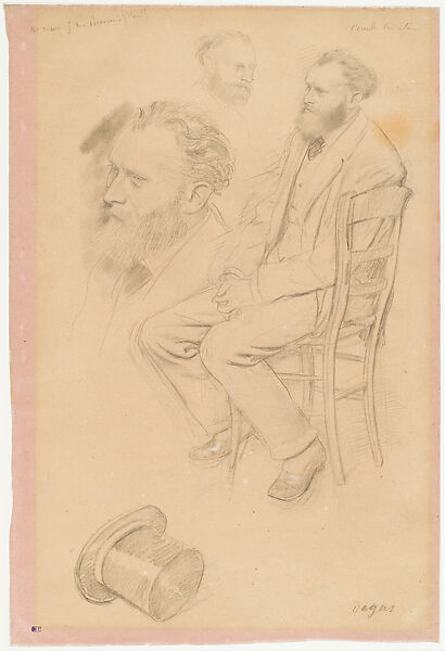 Édouard Manet, Edgar Degas  French, Graphite with white highlights on pink wove paper, French