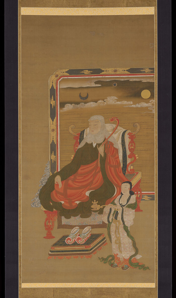 Portrait of Dengyō Daishi (Saichō), Unidentified Artist, Hanging scroll; ink, color, and gold on silk, Japan