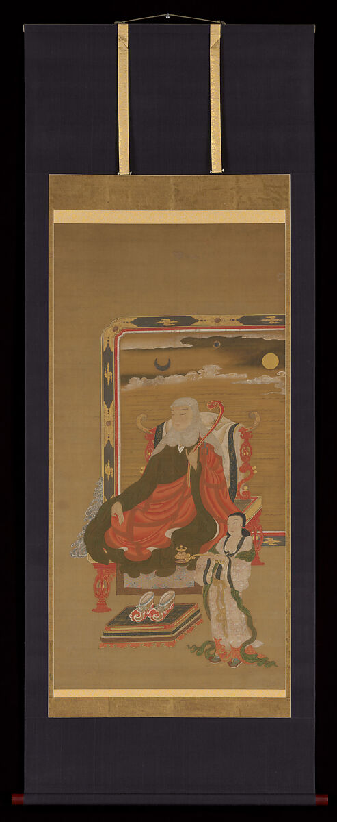 Portrait of Dengyō Daishi (Saichō), Unidentified Artist, Hanging scroll; ink, color, and gold on silk, Japan