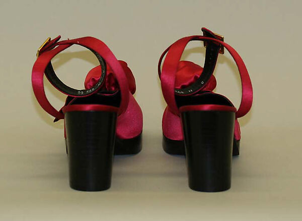 Evening sandals, Walter Steiger (French, born Geneva, 1942), silk, leather, Italian