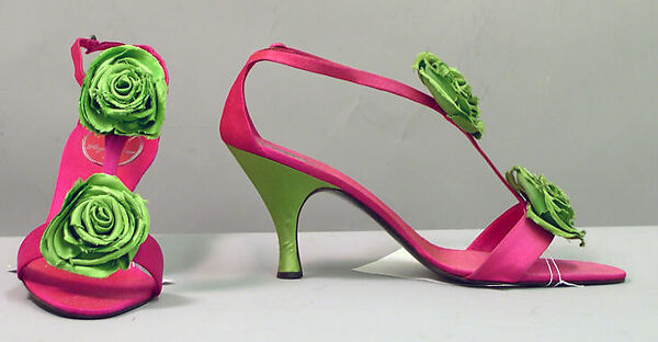 Evening shoes, House of Dior (French, founded 1946), silk, leather, glass, French