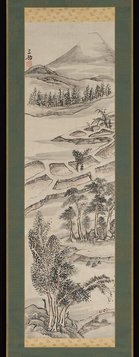Mount Fuji, Ike Taiga 池大雅 (Japanese, 1723–1776), Hanging scroll; ink and color on paper, Japan 
