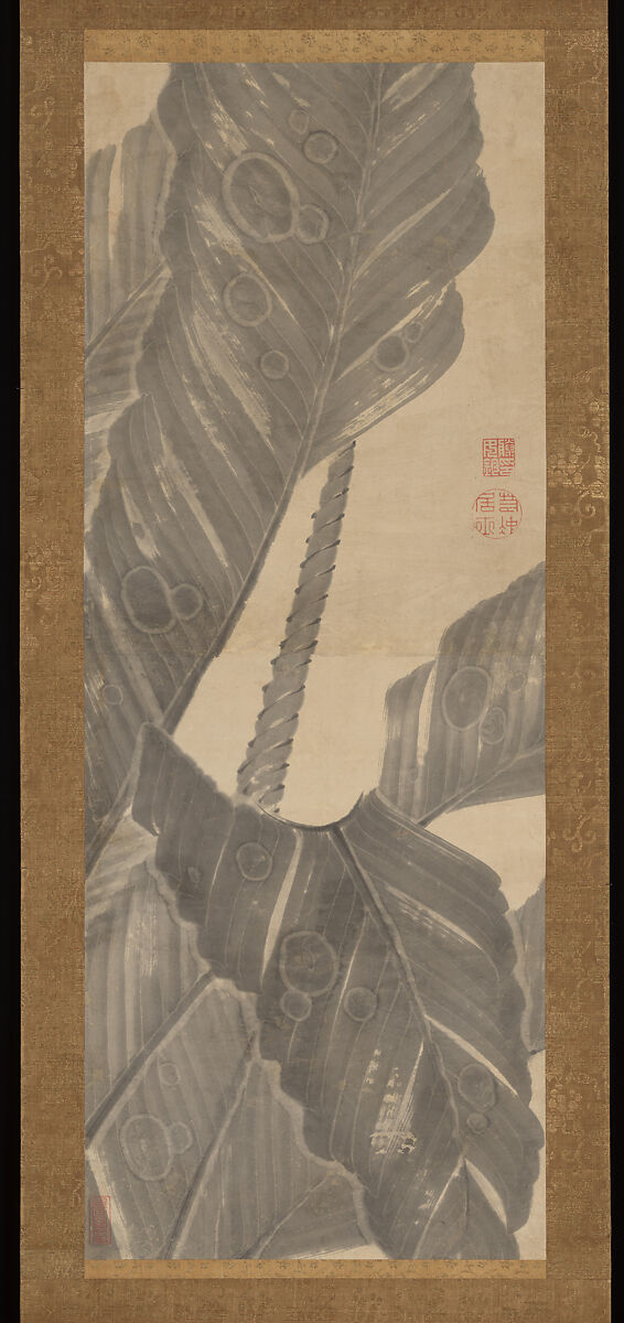 Banana Leaves, Itō Jakuchū 伊藤若冲 (Japanese, 1716–1800), Hanging scroll; ink on paper, Japan 