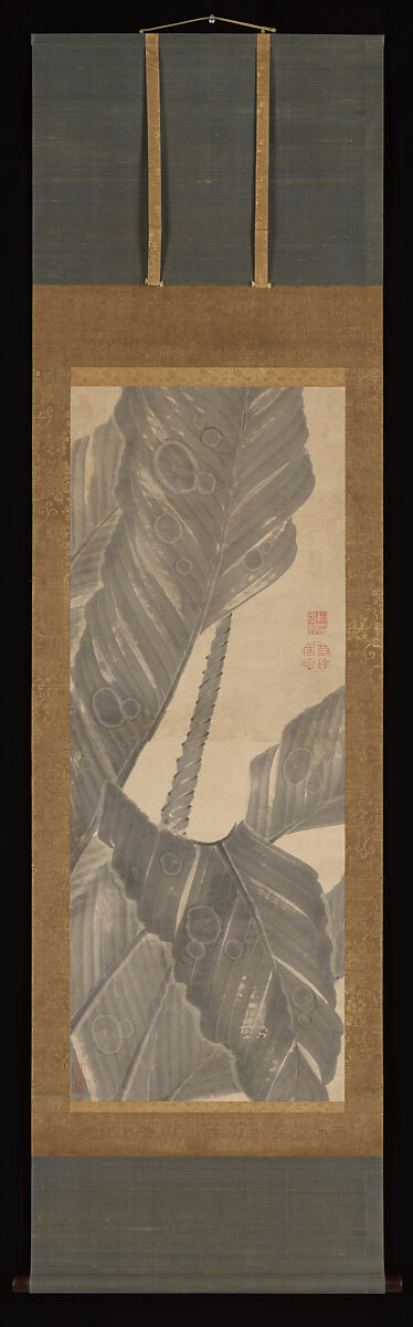 Banana Leaves, Itō Jakuchū 伊藤若冲 (Japanese, 1716–1800), Hanging scroll; ink on paper, Japan