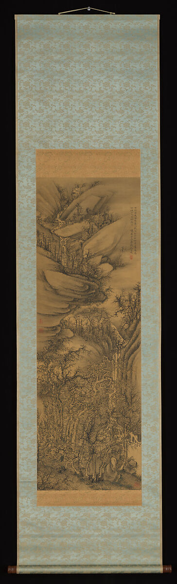Winter Landscape, Hayashi Hyakuhi 林百非 (Japanese, 1797–1851), Hanging scroll; ink and color on silk, Japan