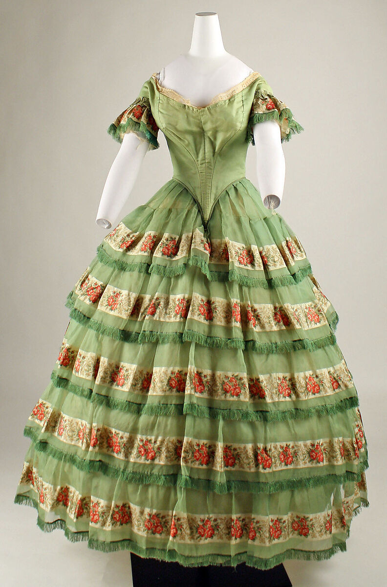 Dress, silk, cotton, American