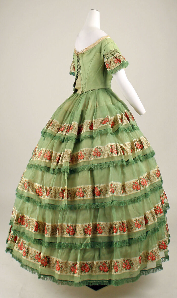 Dress, silk, cotton, American