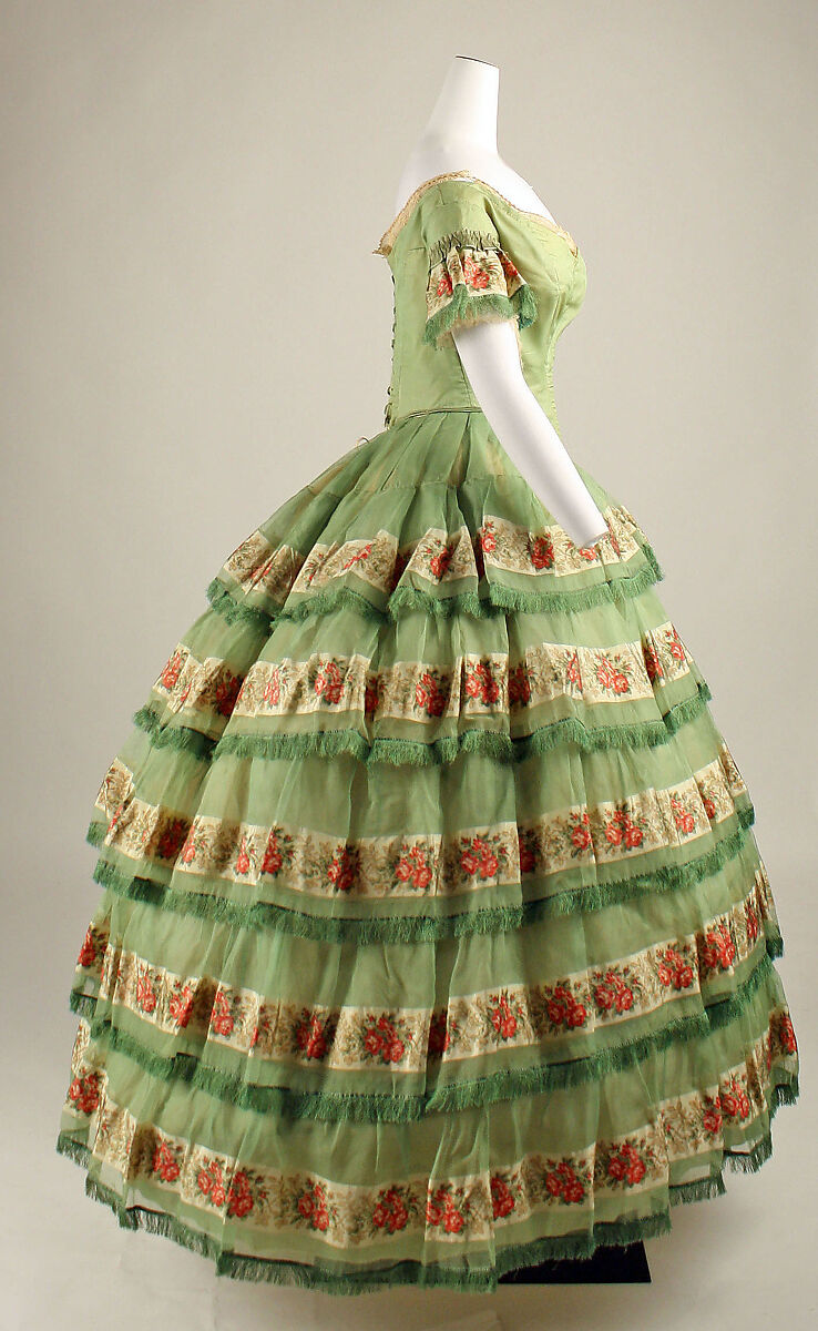 Dress, silk, cotton, American