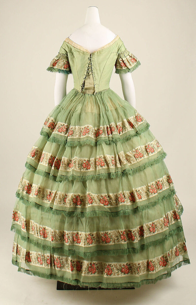 Dress, silk, cotton, American