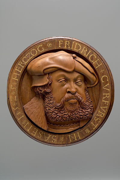 Elector Friedrich the Wise of Saxony; Cover with a Centaur, Meister der Dosenköpke (Master of the Capsule Portraits) (German, 16th century), Wood, pearwood; canister bottom: walnut, partially painted 