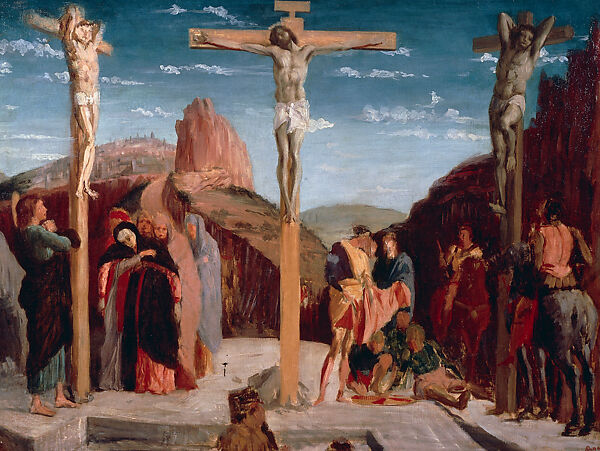 The Crucifixion, after Mantegna, Edgar Degas (French, Paris 1834–1917 Paris), Oil on canvas, French 