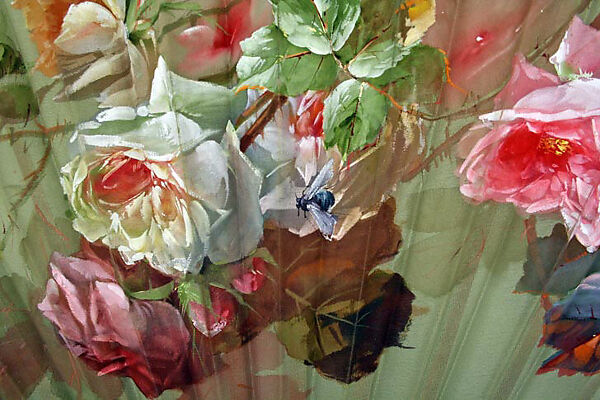 Fan, silk, wood, American or European