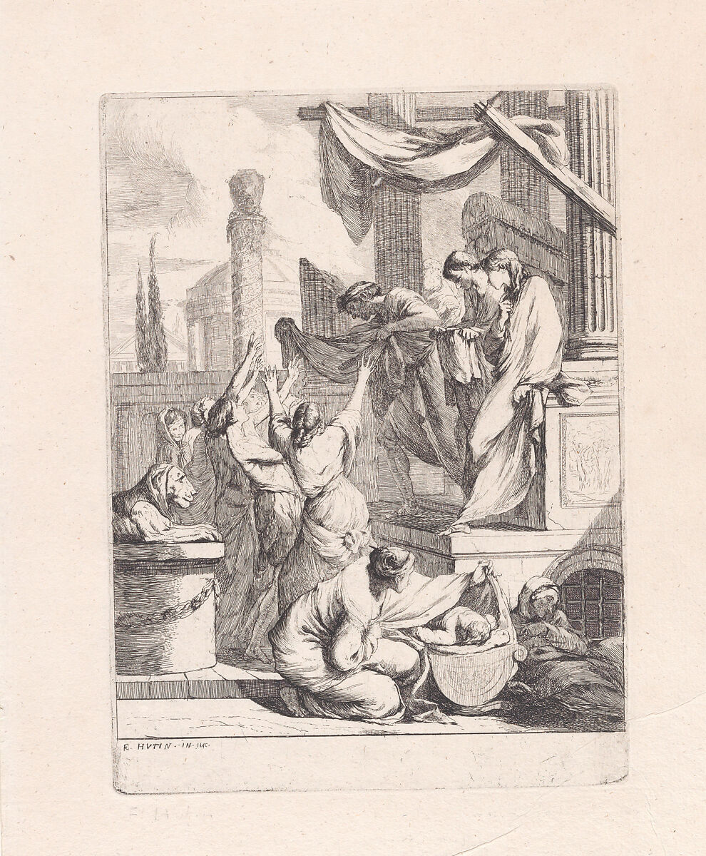 Clothing the Naked, François Hutin (French, 1686–1758), Etching 