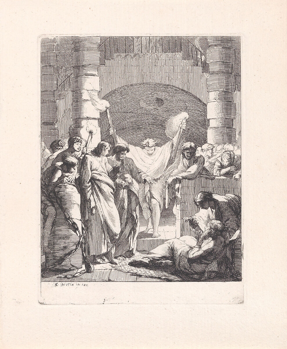 Visiting the Imprisoned, François Hutin (French, 1686–1758), Etching 