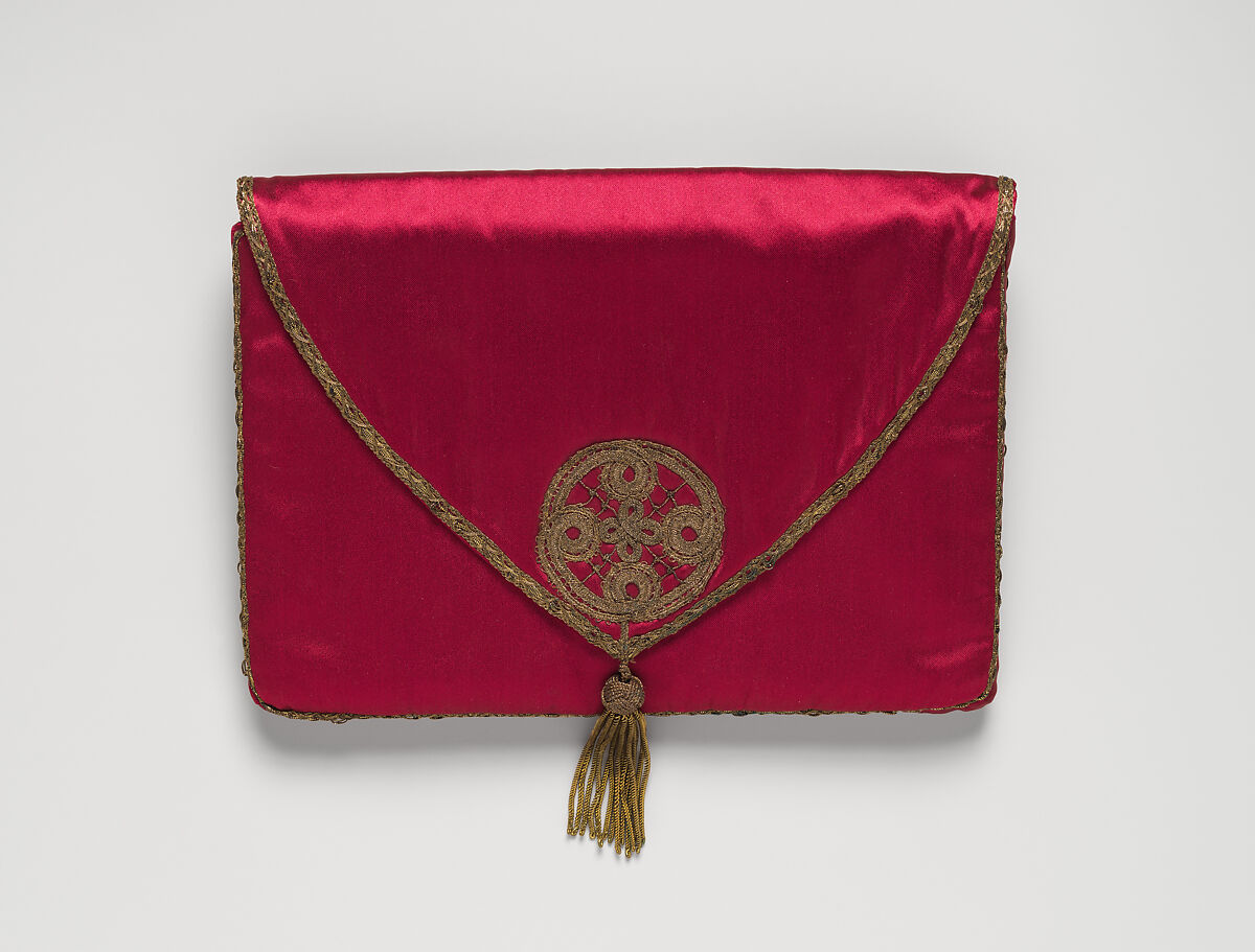 Mirror Case Depicting the Meeting of Nasir al-Din Mirza and Tsar Nicholas I in Erivan and Satin Pouch, Muhammad Isma'il Isfahani (Iranian, 1814–1892), a) Pasteboard, opaque color, watercolor, gold under a lacquer varnish
b) Satin pouch with metal wrapped embroidery