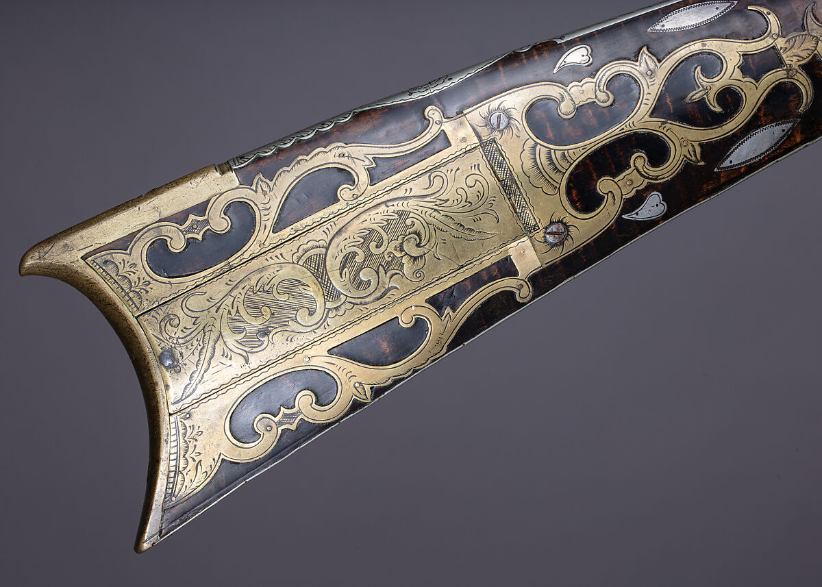 Percussion Longrifle, Benjamin J. Kough (American, Huntingdon, Pennsylvania 1824–1850 Ebensburgh, Pennsylvania), Wood (maple), iron, steel. brass, silver, American, Huntingdon County, Pennsylvania