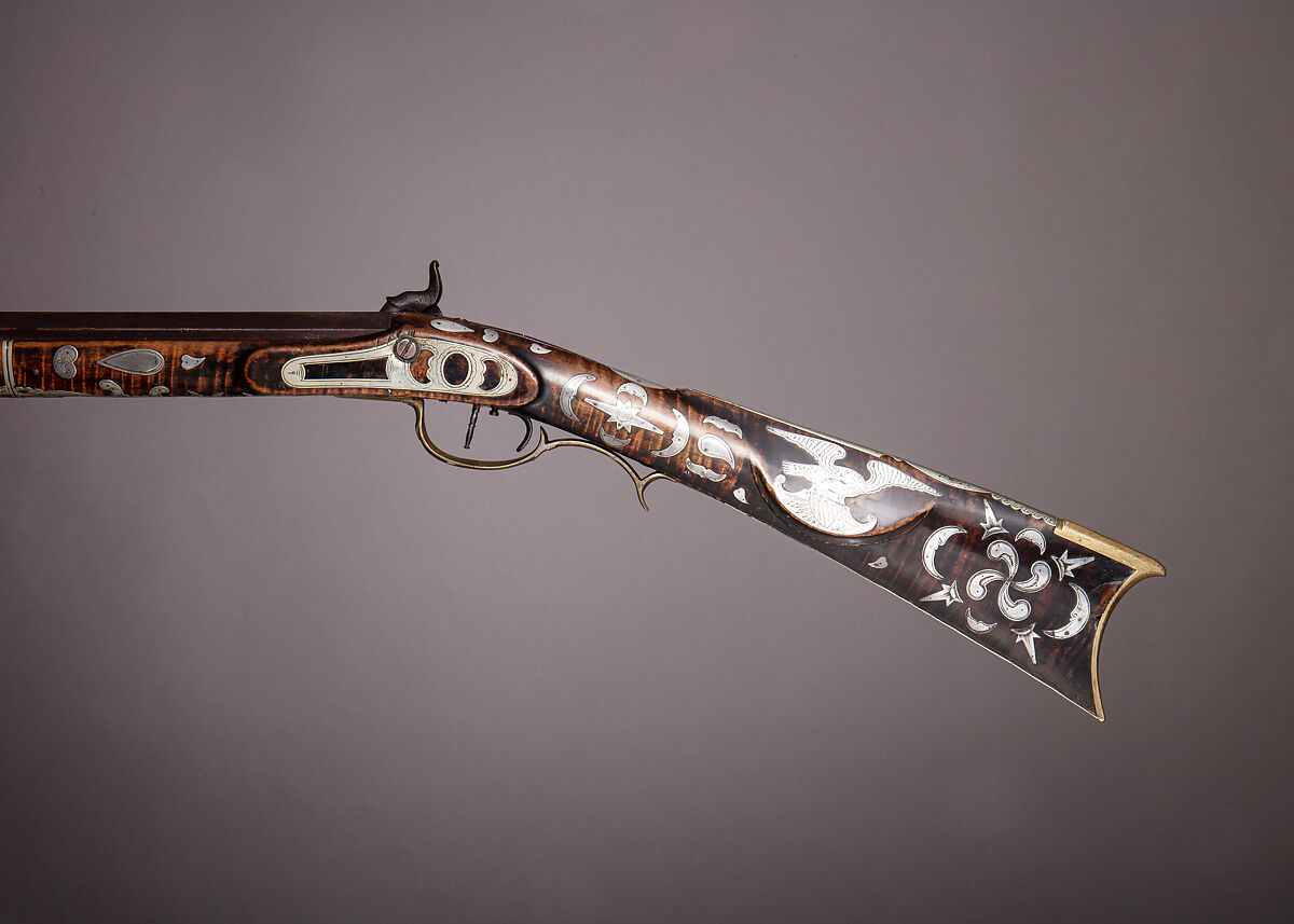 Percussion Longrifle, Benjamin J. Kough (American, Huntingdon, Pennsylvania 1824–1850 Ebensburgh, Pennsylvania), Wood (maple), iron, steel. brass, silver, American, Huntingdon County, Pennsylvania