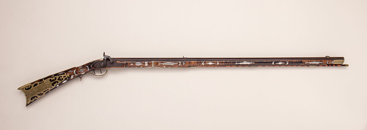 Percussion Longrifle, Benjamin J. Kough (American, Huntingdon, Pennsylvania 1824–1850 Ebensburgh, Pennsylvania), Wood (maple), iron, steel. brass, silver, American, Huntingdon County, Pennsylvania