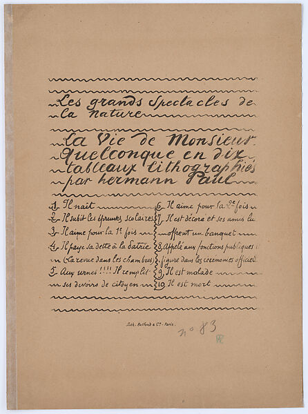 La Vie de Monsieur Quelconque (The Life of Mister Ordinary), René-Georges Hermann-Paul (French, Paris 1874–1940 Saintes-Maries-de-la-Mer), Lithograph 