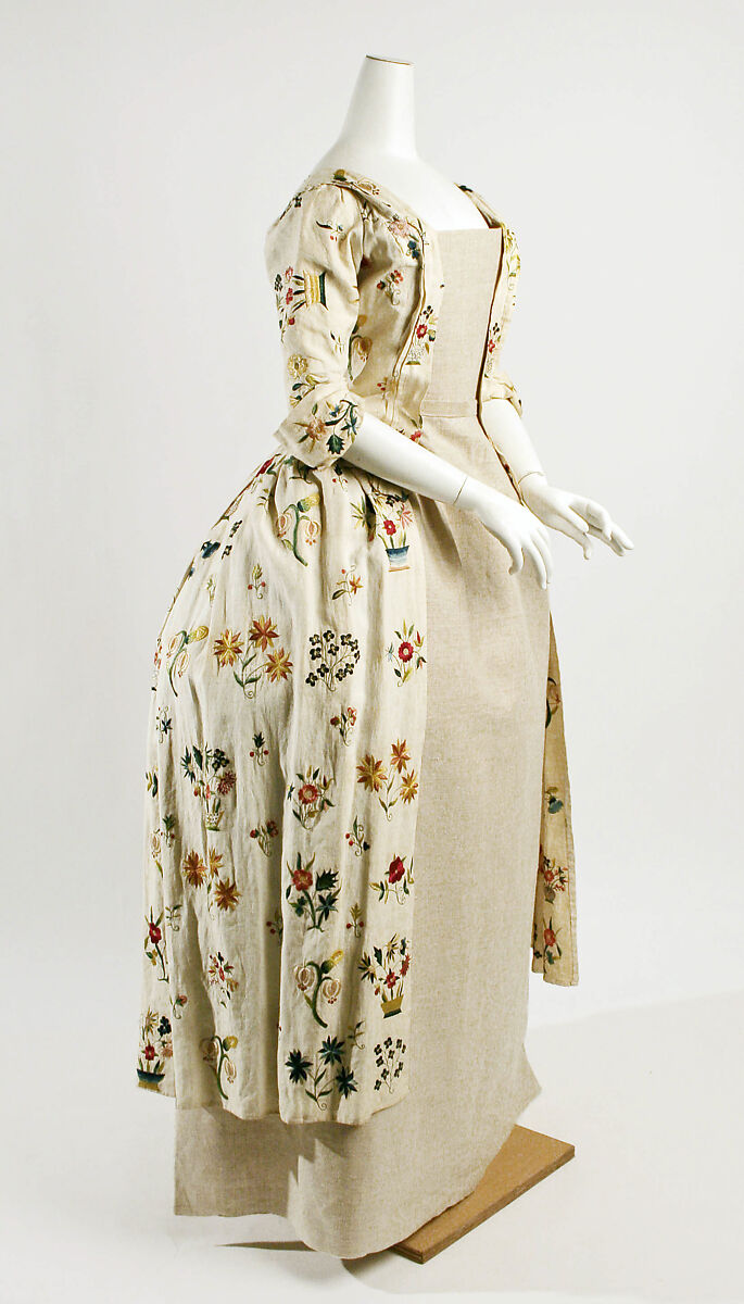 Robe à l'anglaise, linen, silk, British