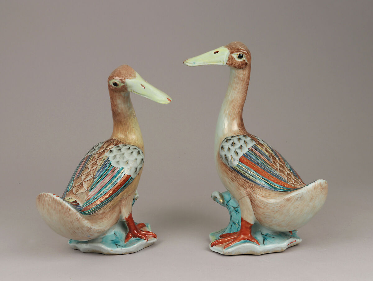 Duck (one of a pair), Hard-paste porcelain, Chinese, for Continental European market 
