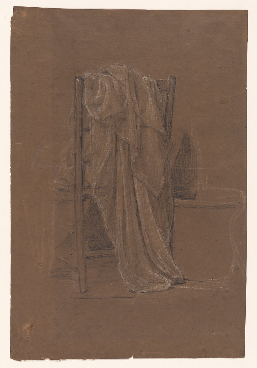 Drapery study for "A Venus", Albert Joseph Moore (British, York 1841–1893 London), Black and white chalk on brown paper 