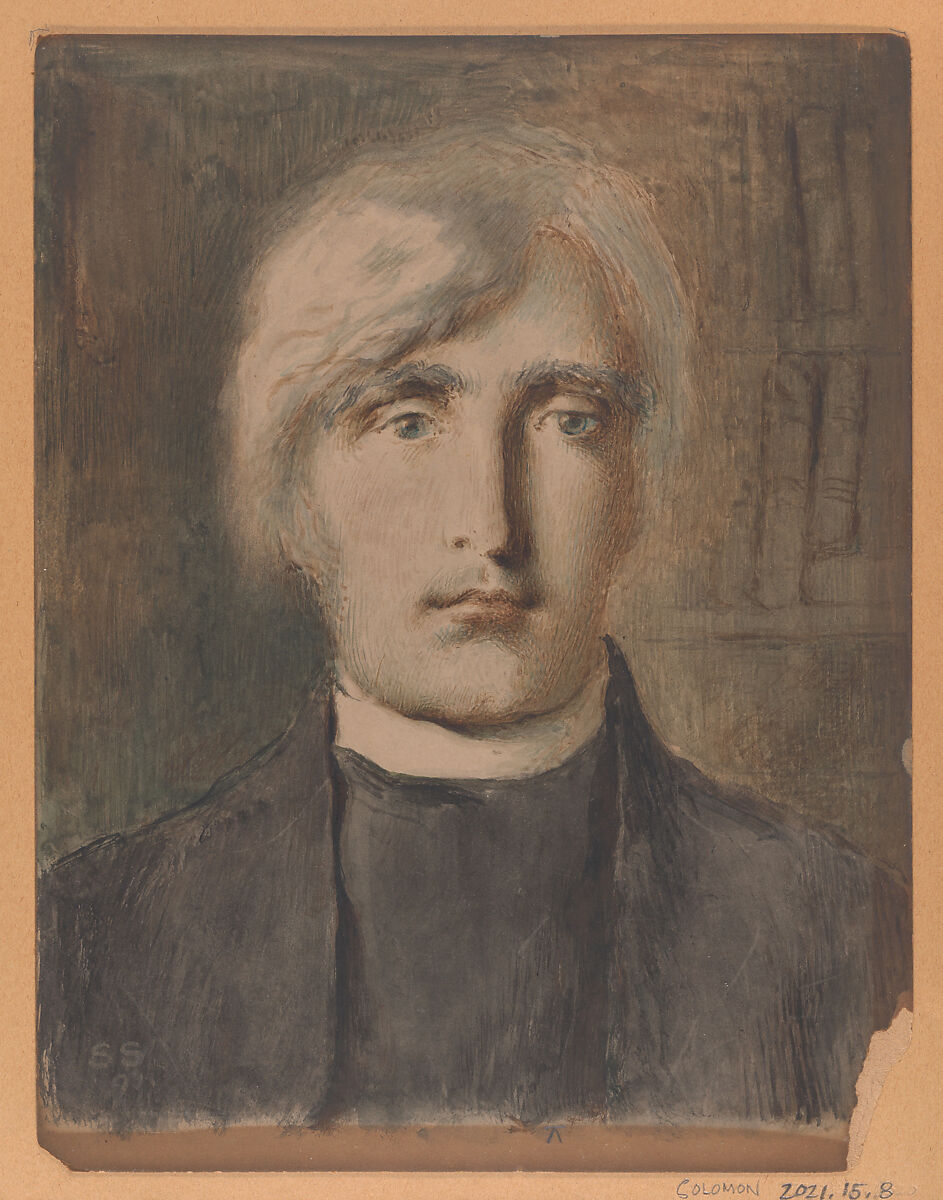 Portrait of a Cleric, Simeon Solomon (British, London 1840–1905 London), Watercolor and gouache (bodycolor) on card 