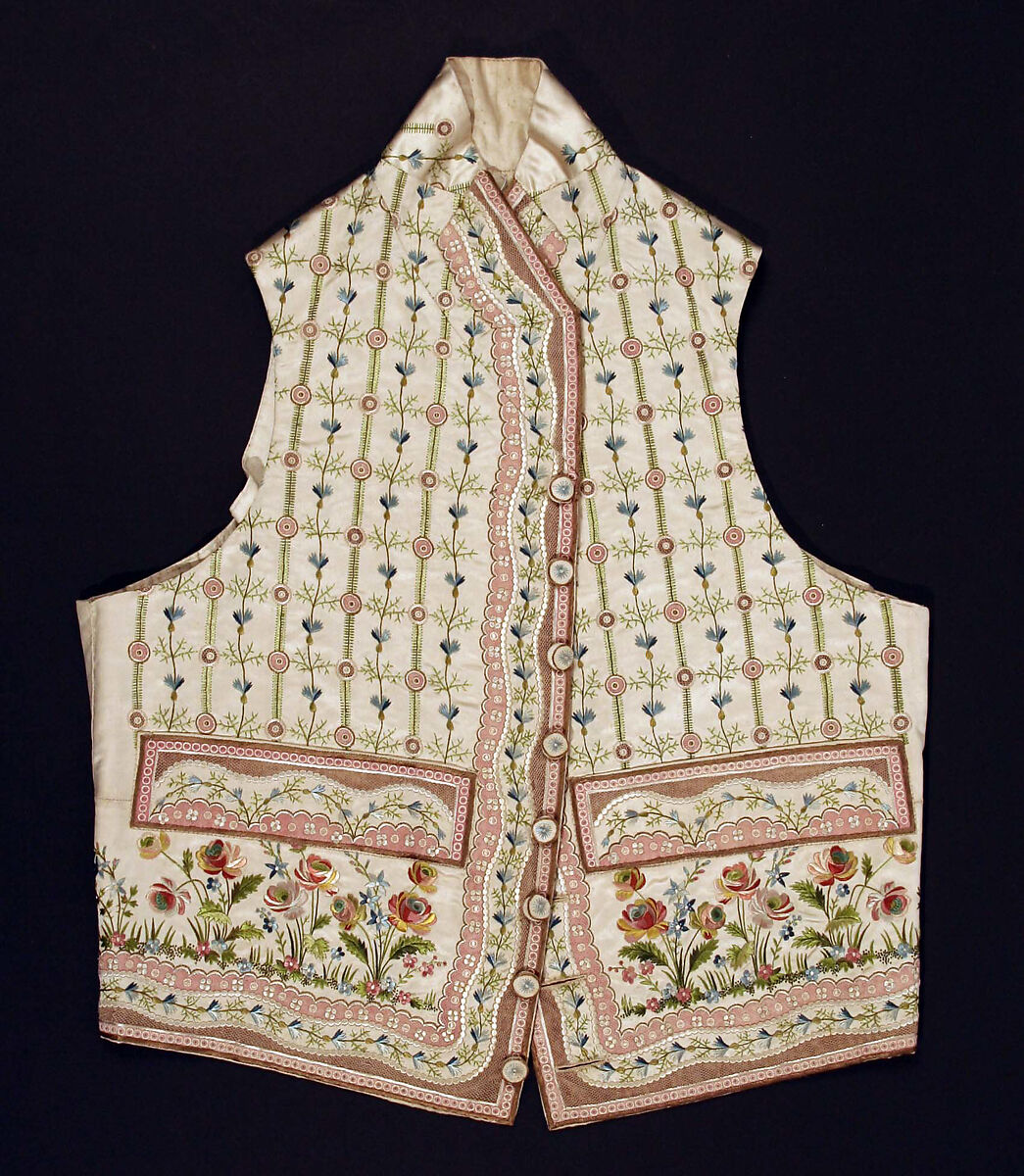 Waistcoat, silk, cotton, French 