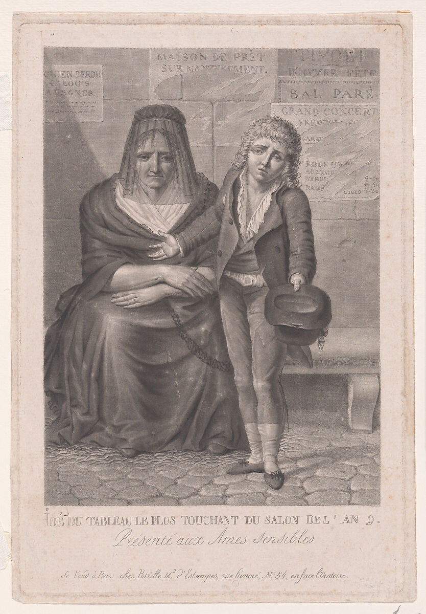 Idée du tableau le plus touchant du Salon de l’an 9 (La Pauvre rentière), After Chevalier Férréol de Bonnemaison (French 1766–1826), Etching and aquatint 