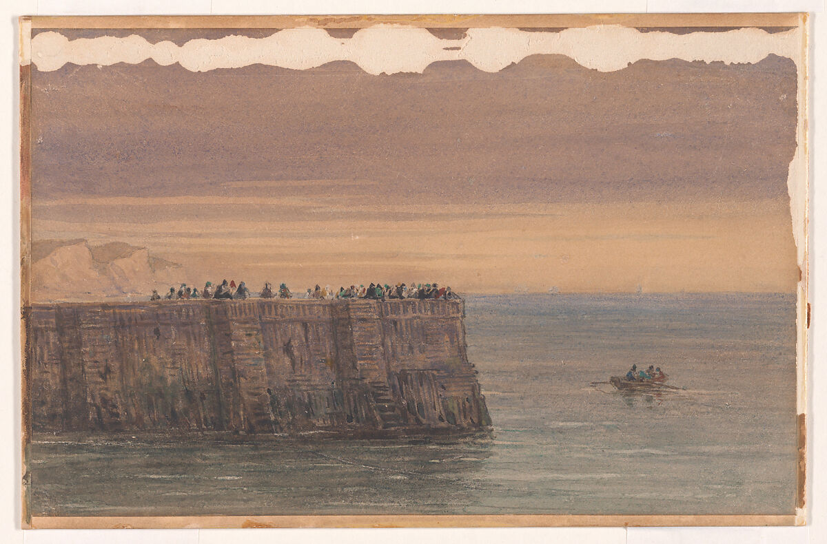 Dover Pier, Kent, David Cox (British, Birmingham 1783–1859 Harborne, near Birmingham), Watercolor and gouache (bodycolor) over graphite, with reductive techniques 