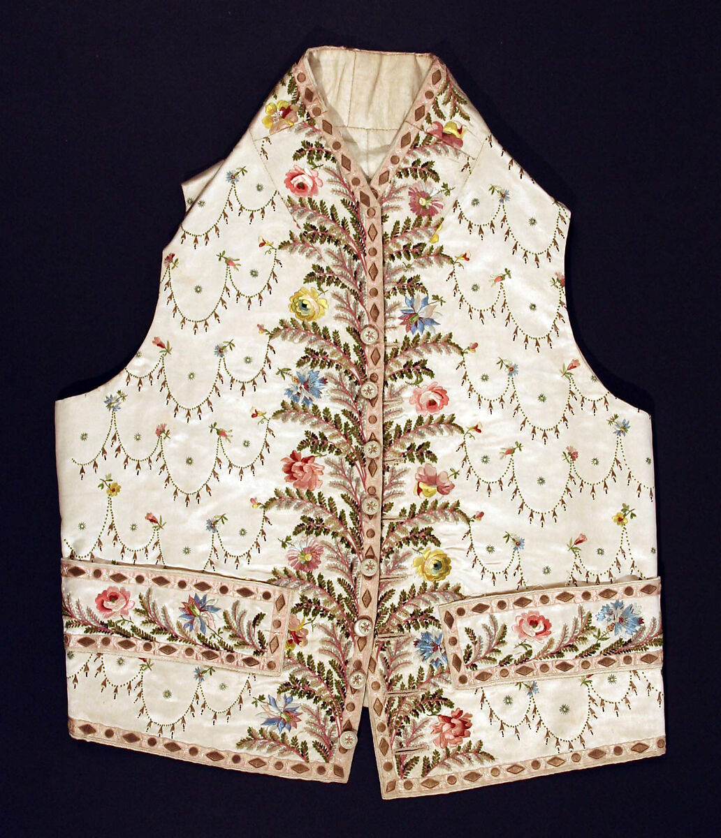 Waistcoat, silk, cotton, French 