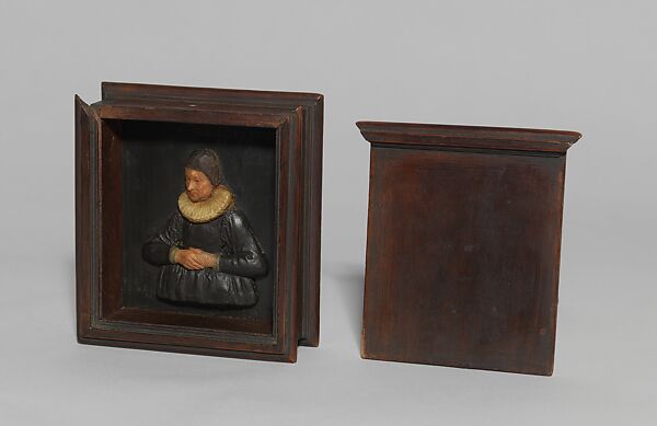 Portrait of Elisabeth Krauss with Sliding Cover, German  , Nuremberg, 17th century, Colored wax and wood 