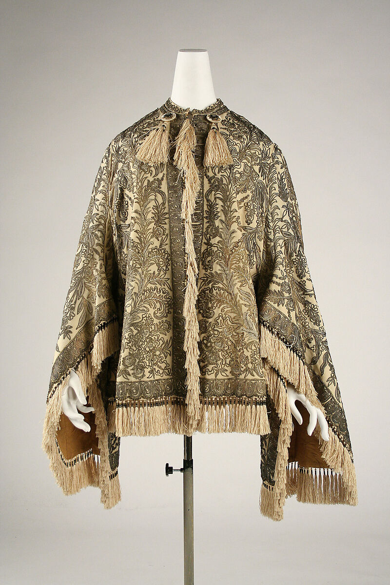 Mantle, silk, metallic thread, wool, French 