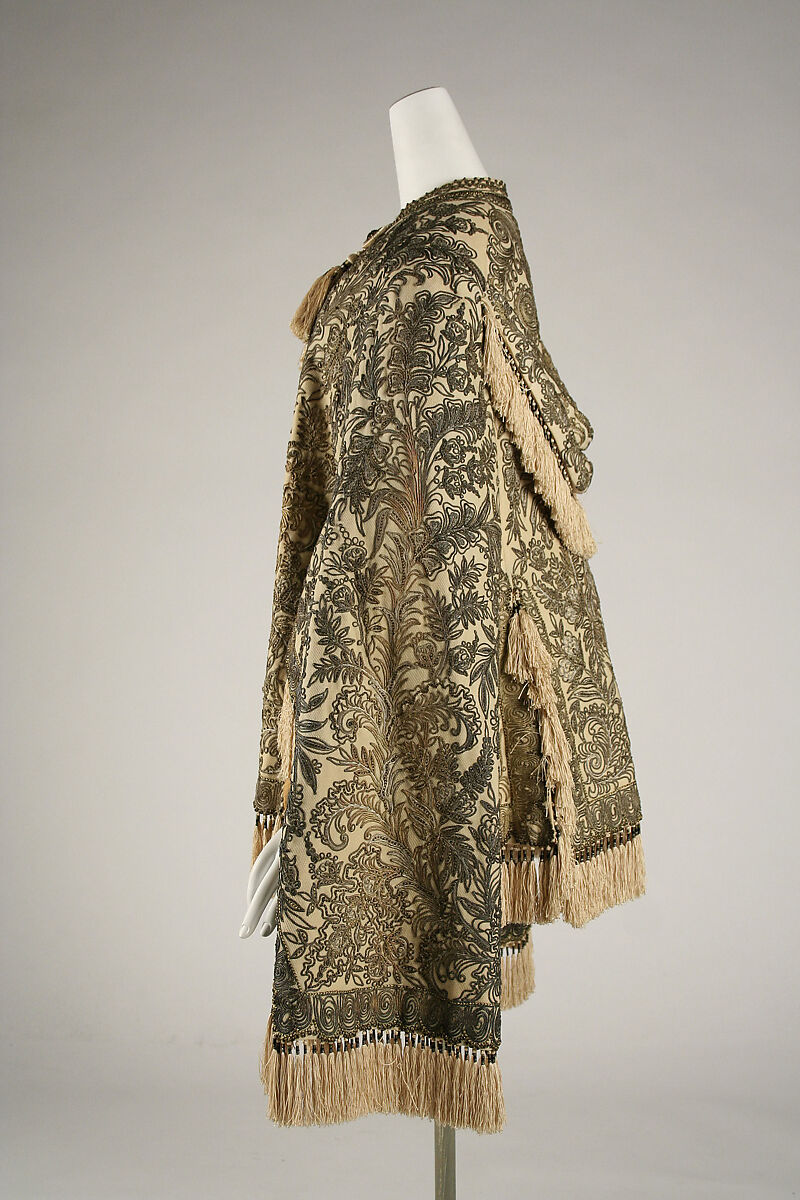 Mantle, silk, metallic thread, wool, French