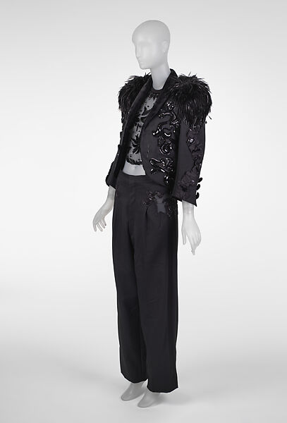 Ensemble, Louis Vuitton Co. (French, founded 1854), wool, silk, synthetic, feathers, French