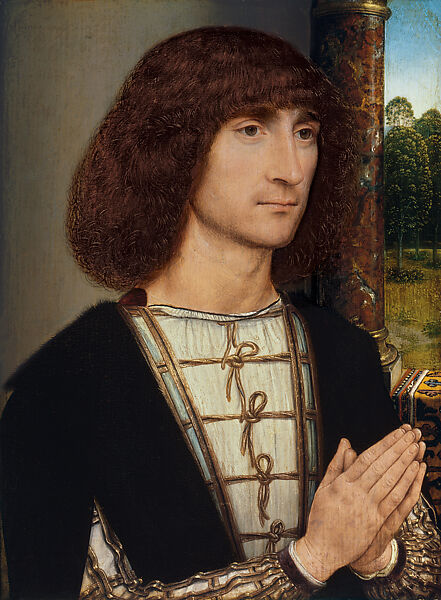 Portrait of a Man (recto); Flowers in a Vase (verso), Hans Memling (Netherlandish, Seligenstadt, active by 1465–died 1494 Bruges), Oil on panel 