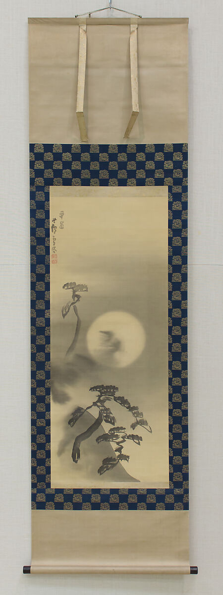 Moonlit Landscape, Nagasawa Rosetsu 長澤蘆雪 (Japanese, 1754–1799), Hanging scroll; ink on silk, Japan