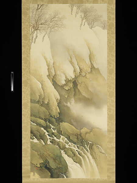 Four Perfect Views of Waterfalls, Tanaka Raishō (Japanese, 1866–1940), Set of four hanging scrolls; ink and color on silk, Japan
