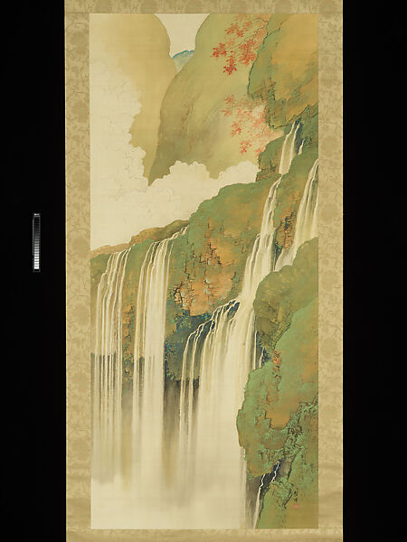 Four Perfect Views of Waterfalls, Tanaka Raishō (Japanese, 1866–1940), Set of four hanging scrolls; ink and color on silk, Japan