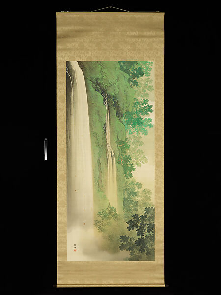 Four Perfect Views of Waterfalls, Tanaka Raishō (Japanese, 1866–1940), Set of four hanging scrolls; ink and color on silk, Japan