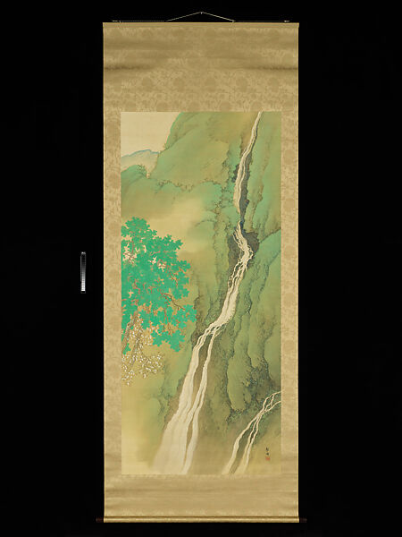 Four Perfect Views of Waterfalls, Tanaka Raishō (Japanese, 1866–1940), Set of four hanging scrolls; ink and color on silk, Japan