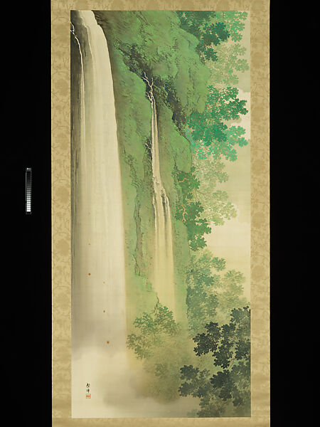 Four Perfect Views of Waterfalls, Tanaka Raishō (Japanese, 1866–1940), Set of four hanging scrolls; ink and color on silk, Japan