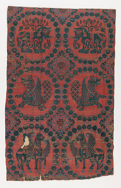 Textile Fragment with Animals in Roundels, Silk 