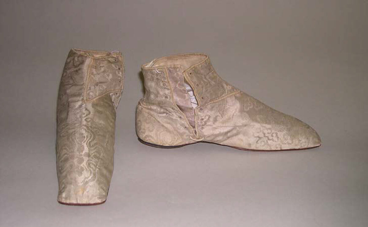 Slippers, silk, leather, European 