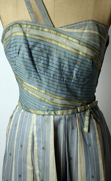 Evening dress, Mainbocher (French and American, founded 1930), cotton, metallic thread, American