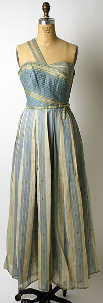 Evening dress, Mainbocher (French and American, founded 1930), cotton, metallic thread, American 